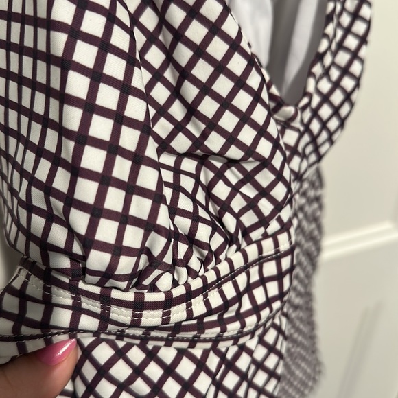 Peplum cross back purple white swimsuit xl Kona sol great condition - Picture 2 of 3